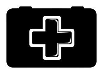 Obraz premium First Aid Kit Icon - Black Silhouette Vector