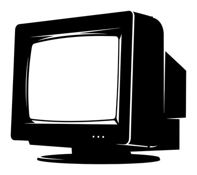 Minimalist CRT Monitor Silhouette Vector Illustration