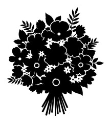 Minimalist Silhouette Bouquet of Flowers Vector Illustration