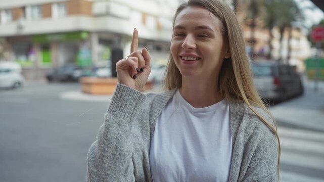 Woman standing on city street with thoughtful expression wearing casual attire while engaging with urban environment during daytime