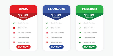 clean simple pricing table template for website