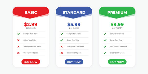 clean simple pricing table template for website