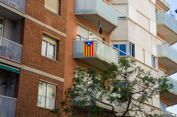 Fototapeta premium Apartment Building Balcony with Catalan Independence Flag