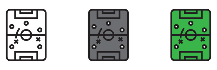 Fototapeta premium Soccer field strategy illustrations in white, gray, and green