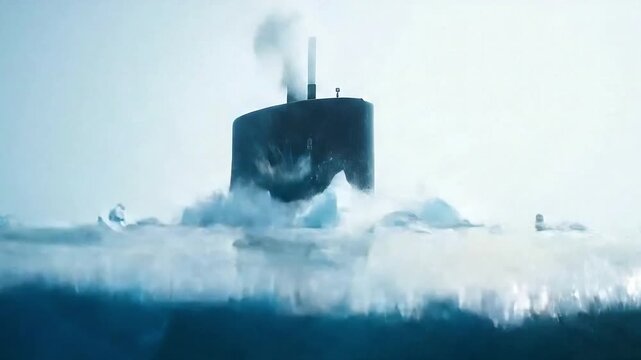 Submarine In Arctic Waters