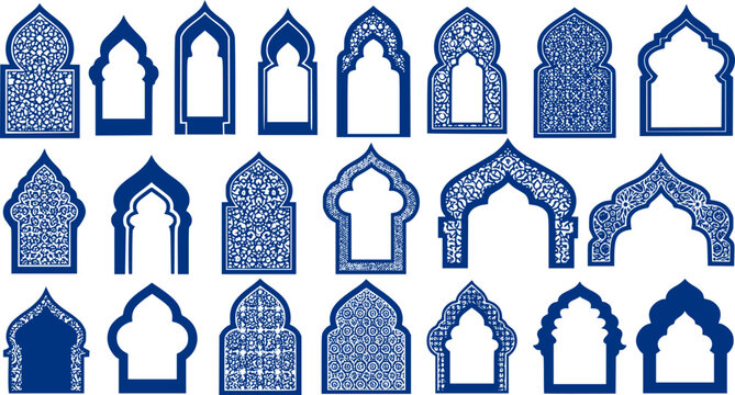 set of islamic frames shapes badges. set of Islamic Bagde. Arab frame set
