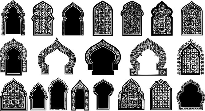 set of islamic frames shapes badges. set of Islamic Bagde. Arab frame set
