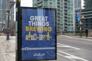 Naklejka premium street poster advertising Labatt beverages on Blue Jays Way, Toronto