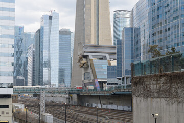 Naklejka premium looking east over Union Station rail corridor from Blue Jays Way, Toronto
