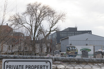 Naklejka premium looking south to empty lot at 45b Ernest Av, winter, Toronto
