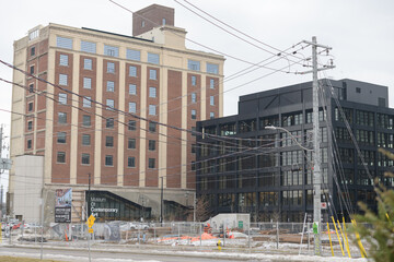 Naklejka premium exterior of Museum of Contemporary Art at 158 Sterling Road viewed from the rear on Perth Av, Toronto