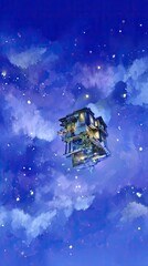 a small house floating on water