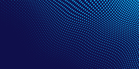 Abstract blue dynamic wavy line dotted texture ,Dark blue background with copy space. Modern futuristic simple dots pattern. vector © Ismatil