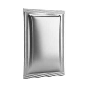 Modern silver mirror with fluted frame isolated on transparent background