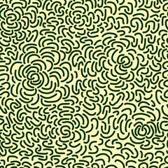 A seamless abstract pattern with hand-drawn half-spirals. A seamless background with yellow-green spirals for adding an abstract texture to your designs.