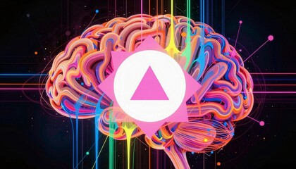 Colorful Brain with Geometric Symbol
