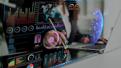High-tech global network connection interface showing worldwide digital communication, data exchange, and internet connectivity. Global connection, data interaction, and worldwide communication. Thunk