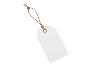 Blank White Paper Tag Tied With Natural Jute String On Black Background