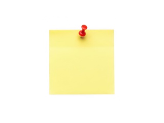 Blank Yellow Sticky Note Pinned With Red Push Pin On Black Background