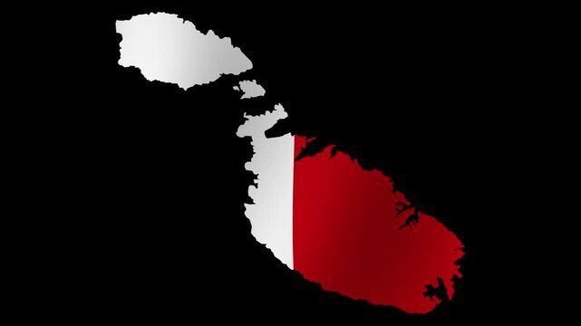 Looping animation of the Malta flag as a map with a transparent background in 4K format