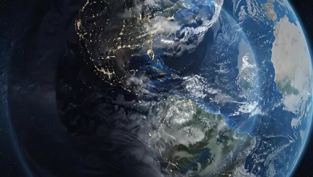 Earth from space at night , 4k vedio