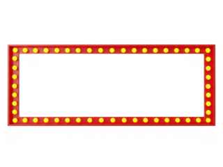 Bright Yellow L E D Border on Red Glowing Rectangular Frame Against Black Background