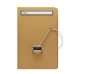 Bright Yellow Locked File Folder Hanging on Metal Hook Against Black Background