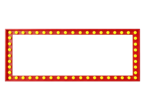Bright Yellow L E D Border on Red Glowing Rectangular Frame Against Black Background
