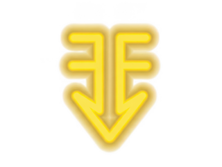 Bright Yellow Neon Human Rib Cage Skeleton Glowing Against Black Background