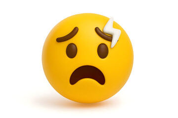 Fototapeta premium Stress and Busy Life Emoji Expressing Sorrow and Heartbreak Shiny Yellow 3D Icon Isolated on White Background PNG