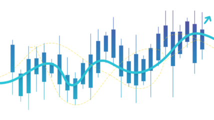 Stock Market Graph with Rising Trend in Blue Color on White Background for Financial Analysis
