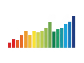 Colorful Gradient Bar Chart with Ascending Heights in Rainbow Spectrum Order