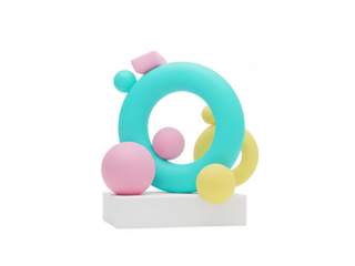 Colorful Interlocking Rings with Pastel Spheres on Minimalist Base