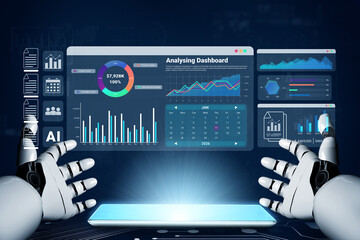 AI analyzing real-time financial data, automating budget tracking, and optimizing business expenses...