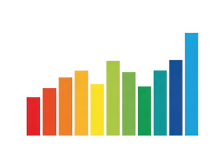 Colorful Vertical 3 D Bar Chart with Eleven Gradient Colored Columns on Black Background