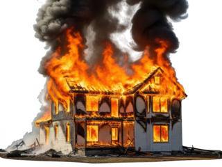 Dramatic Nighttime House Fire With Intense Flames and Thick Black Smoke