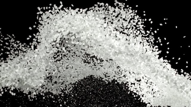 Super slow motion falling sea salt . Filmed on a high-speed camera at 1000 fps. High quality FullHD footage