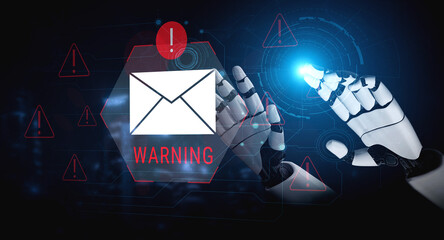 Obraz na płótnie Canvas AI supports secure email systems that detect phishing attacks, block harmful attachments, and strengthen digital communication safety. Parse