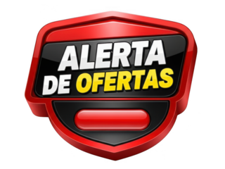 Red 3 D Alert Sign Displaying Yellow and White Oferta Deal Notification on Black Screen