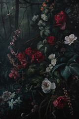 Dramatic and elegant botanical composition for design and decoration.