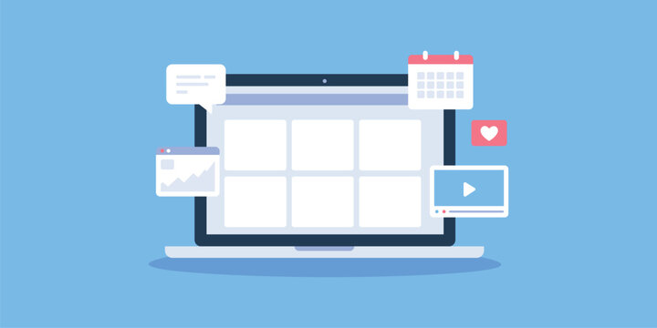 Content Management Dashboard Illustration for Digital Media and Marketing