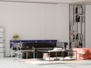 Modern Minimalist Living Room Interior &ndash; 3D Render