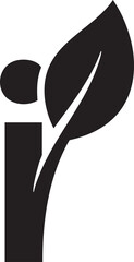 black, filled and minimalist logo, a leaf mixed with a letter i, white background