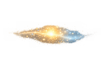 Golden and blue light effect forming a cloud of glittering stardust with shimmering particles