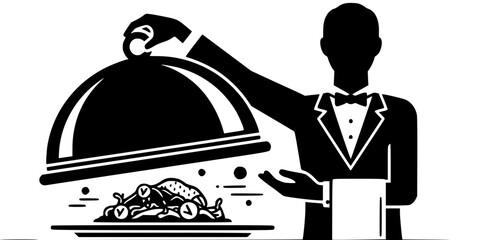 Fine Dining Luxury Cloche Restaurant Logo Icon