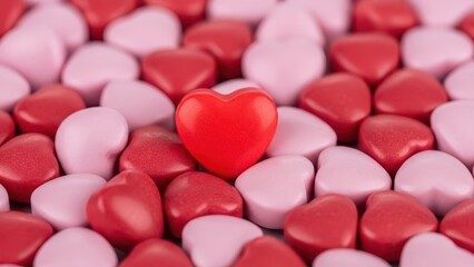 Heart Candy Pile: Valentine's Day Sweethearts, Pink and White Conversation Hearts, Romantic Treat, Festive Holiday Candies