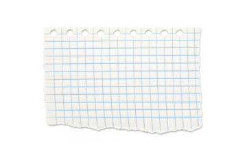 Empty square grid memo paper sheet torn from a spiral notebook, offering space for notes, lists, or reminders