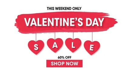 Valentines Day Sale This Weekend Only With Hearts Spelling Sale And Shop Now Button discount promotion offer