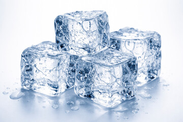 Stack of Clear Ice Cubes with Water Drops