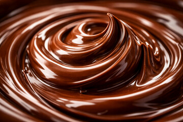 Smooth Melted Chocolate Cream Swirl Close-Up